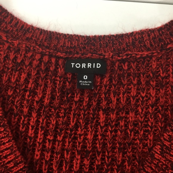 Torrid Marled Red/Black knit sweater 0 hi-low - Picture 4 of 6